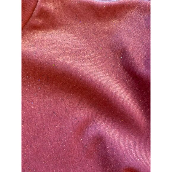 Old Navy Women 1X Plus Top Bright Pink Velvet Glitter Short Sleeve Quiet Luxury - Picture 10 of 15